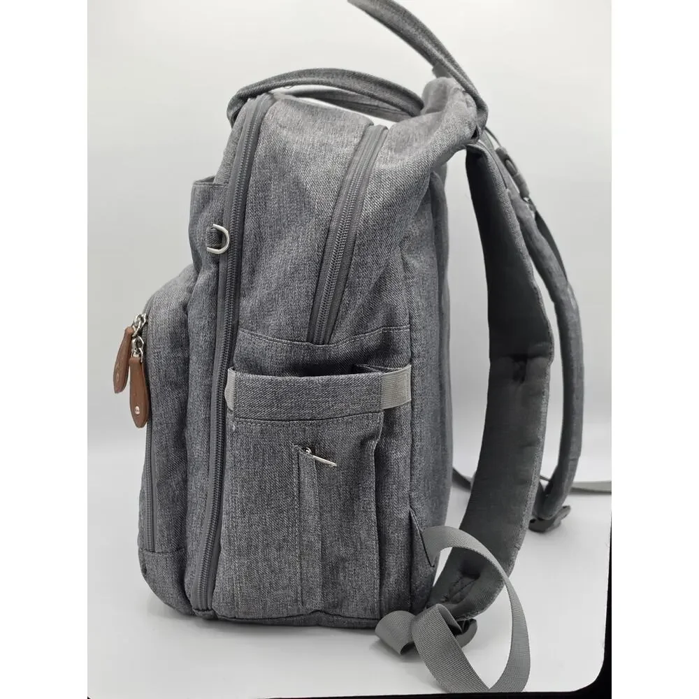 Dikaslon Diaper Bag Backpack Gray Large Baby Travel Bag Stroller Straps